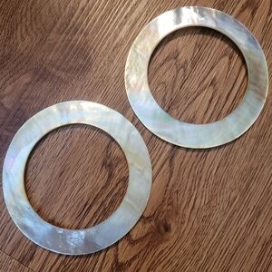 SOLD LOCALLY shell slice Mother of Pearl bangles MOP beach Tiki tropical pair